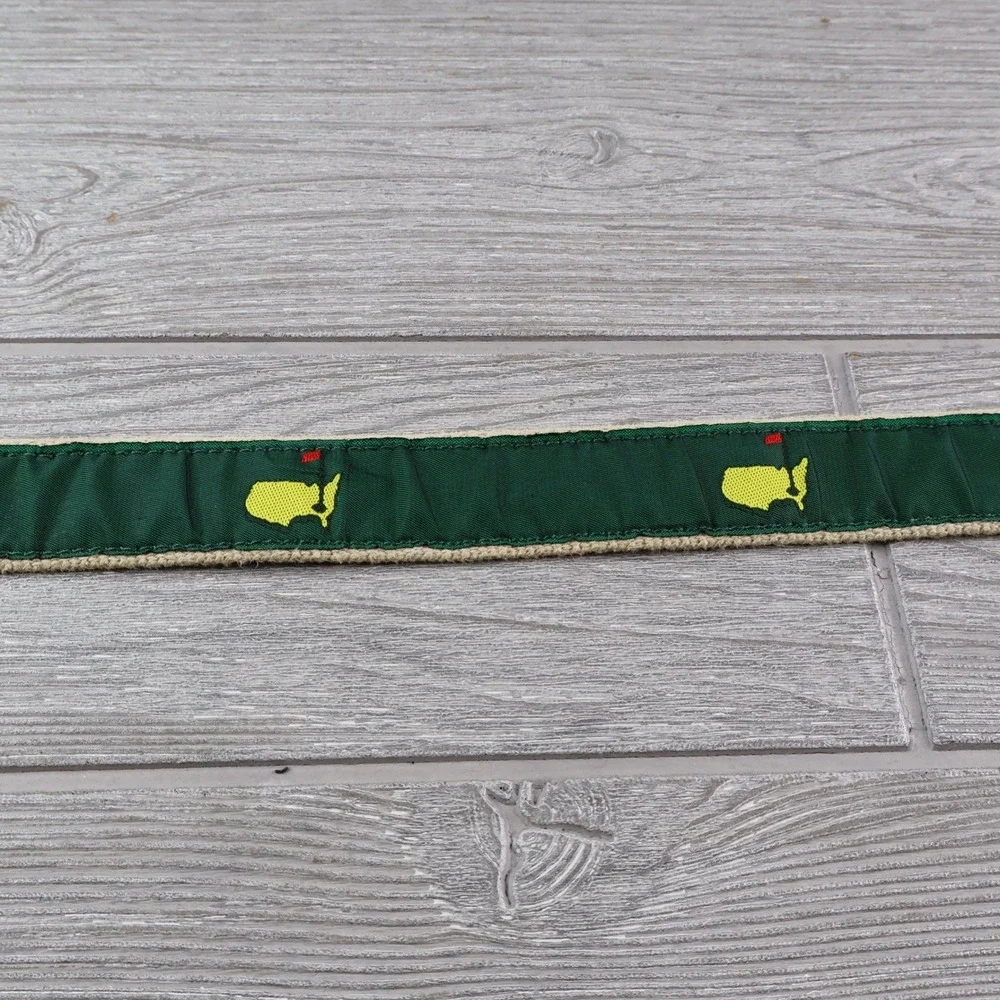 Masters Tournament Kids Golf Belt Green Ribbon Canvas Brown Leather Logo